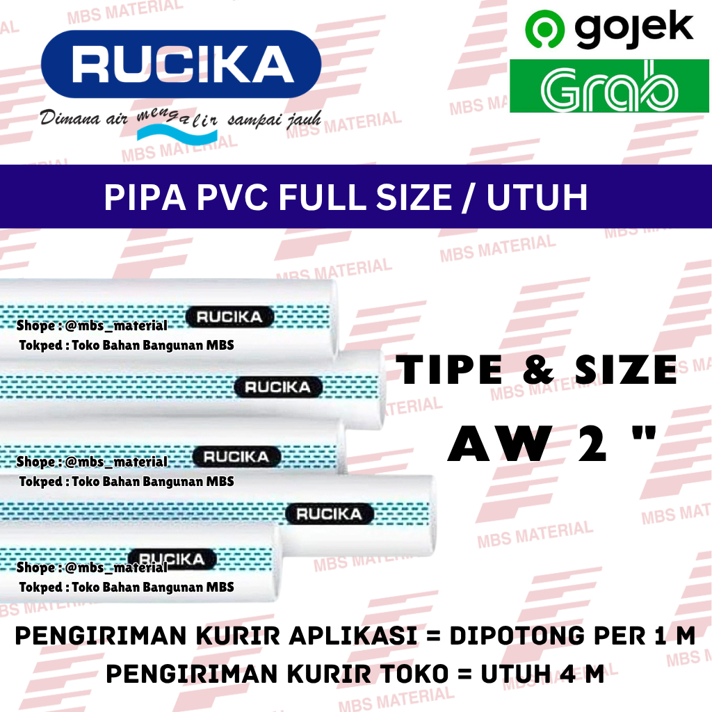 INSTANT & SAME DAY | Rucika Standard AW 2" - Pipa PVC / Peralon / Paralon (2 INCH)