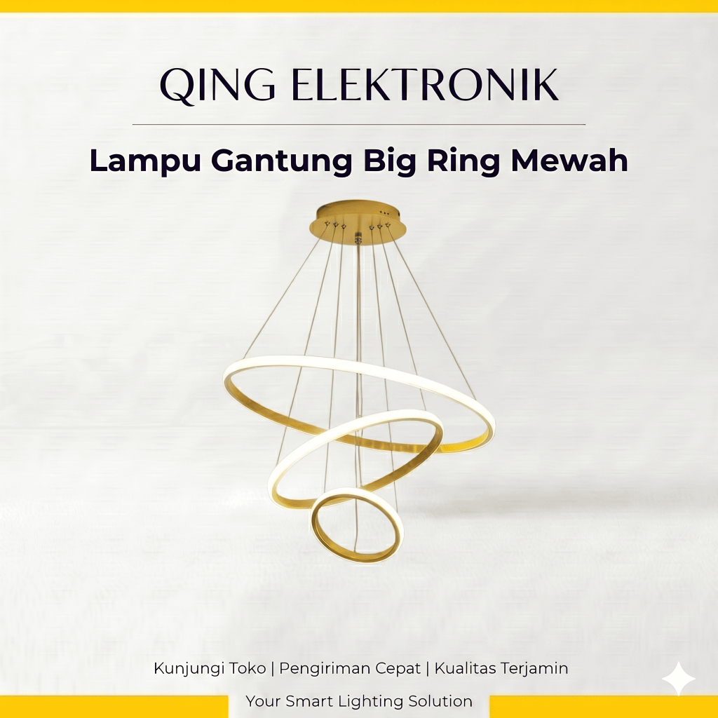 Lampu Gantung LED 3 Ring Besar Minimalis Modern Ruang Tamu