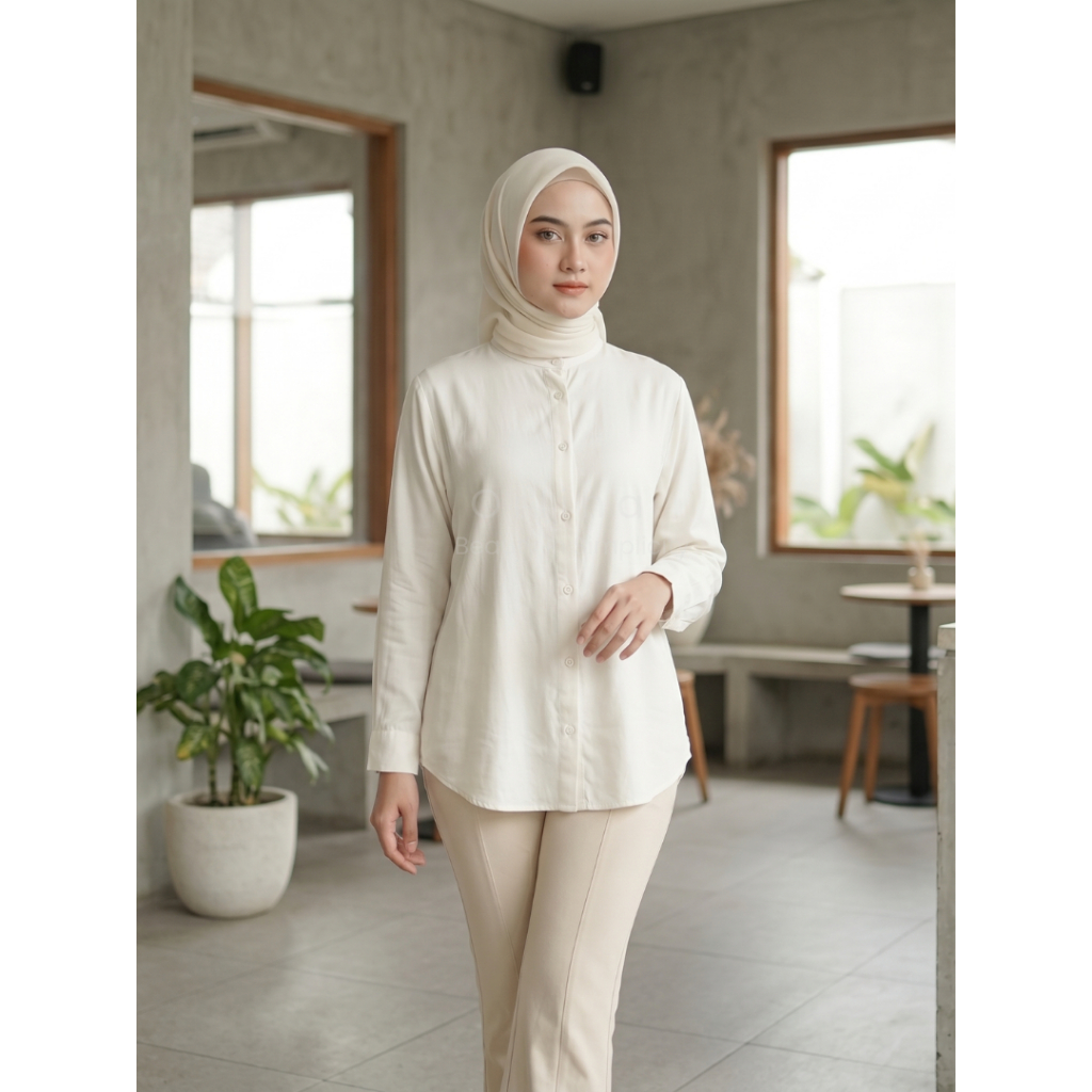 Kemeja Wanita Rayon Twill Premium | Adem, Jatuh, Anti Kusut | Outfit Kerja & Casual