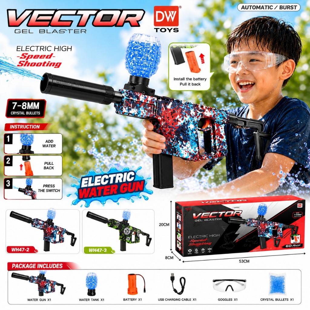 Mainan Anak Water Gel Blaster Seru VECTOR Automatic Electric High Speed