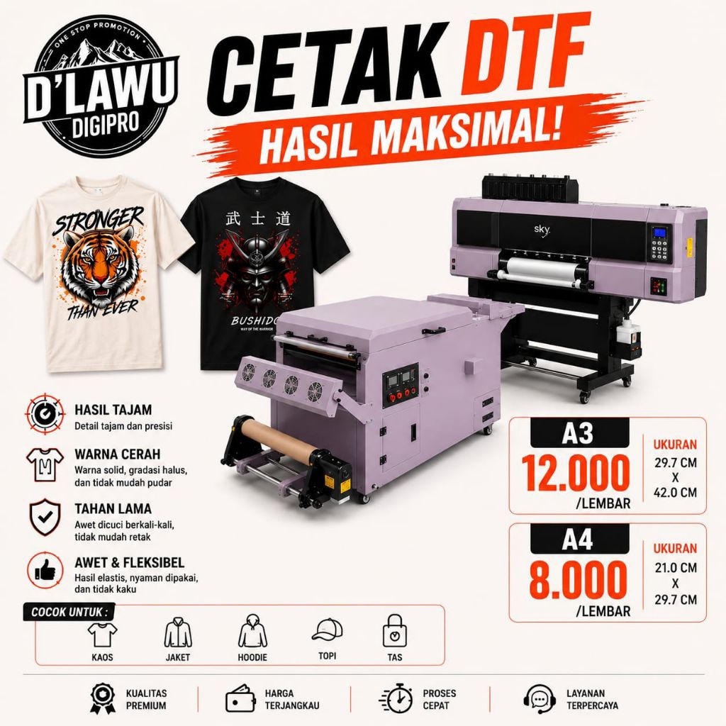 CETAK DTF // SABLON DTF // DTF A3, DTF A4