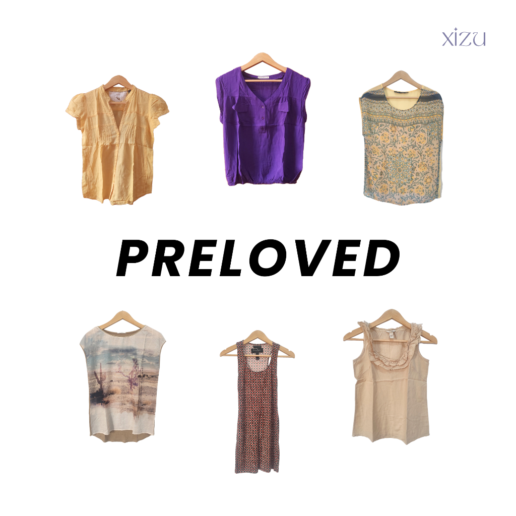 Preloved Baju Atasan Wanita | Sleeveless| Tank Top | Yellow Purple Beige Brown Nude | Style Modern K