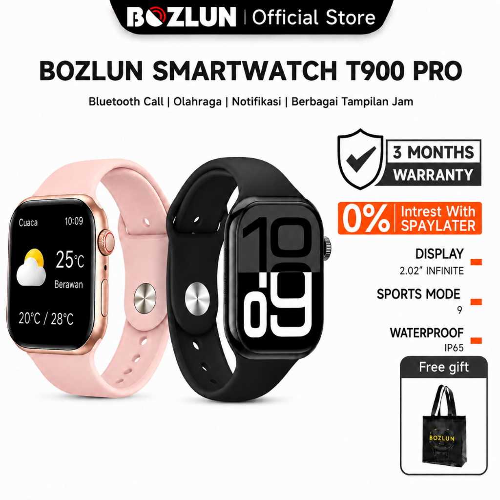 SKMEI X BOZLUN T900 PRO Jam Tangan Smartwatch Murah | Mode Olahraga | Tahan Air | Panggilan Bluetoot