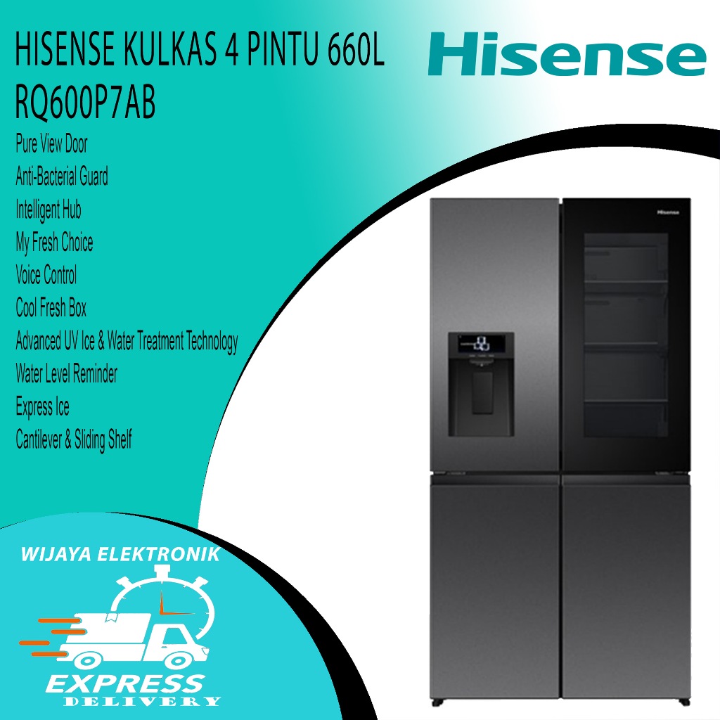HISENSE RQ600P7AB KULKAS 4 PINTU 660L -HISENSE MULTIDOOR RQ600P7AB