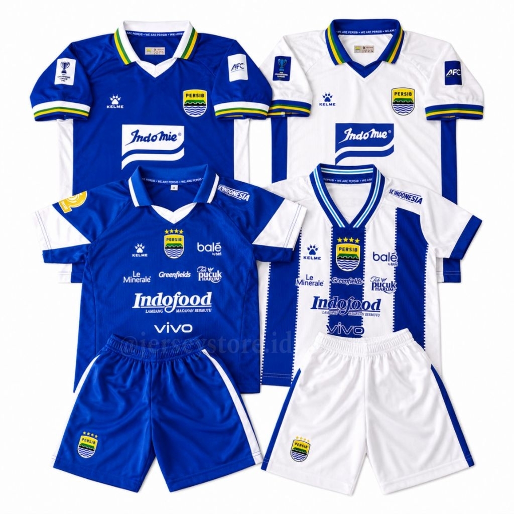 Jersey Persib Anak 2025/2026 Grade Ori Logo Timbul 3D Baju Bola Anak Setelan Baju Bola Anak