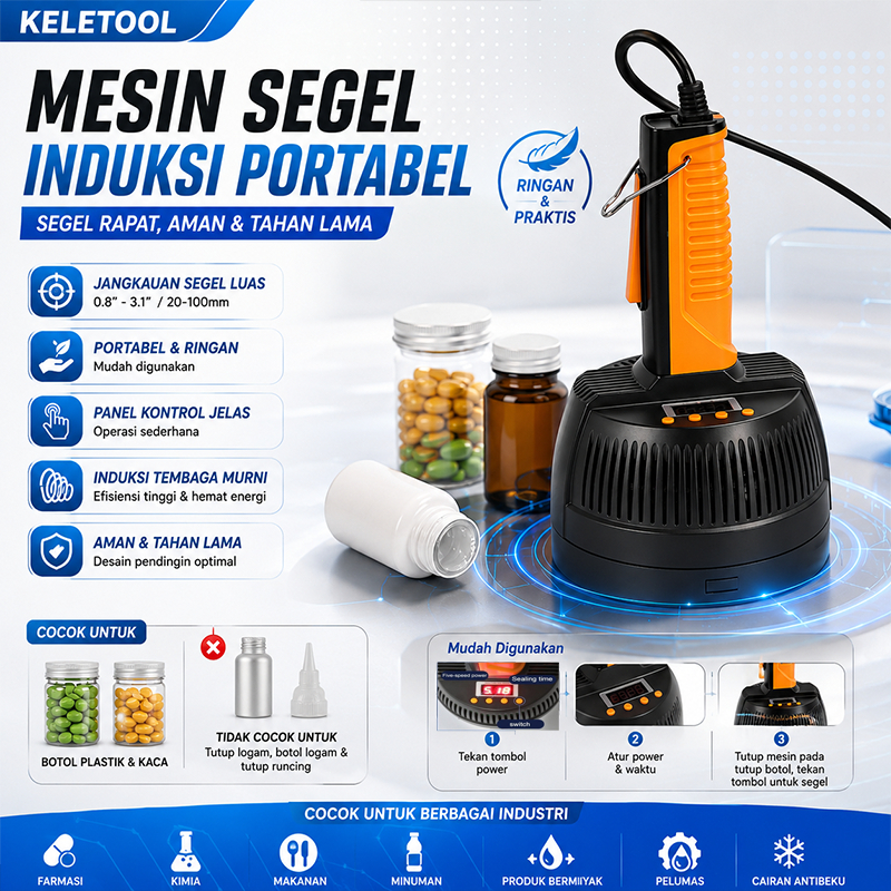 Alumunium Foil Induction Sealer Mesin Induksi Segel Botol Foil 20-100mm Mesin Segel Botol Plastik da