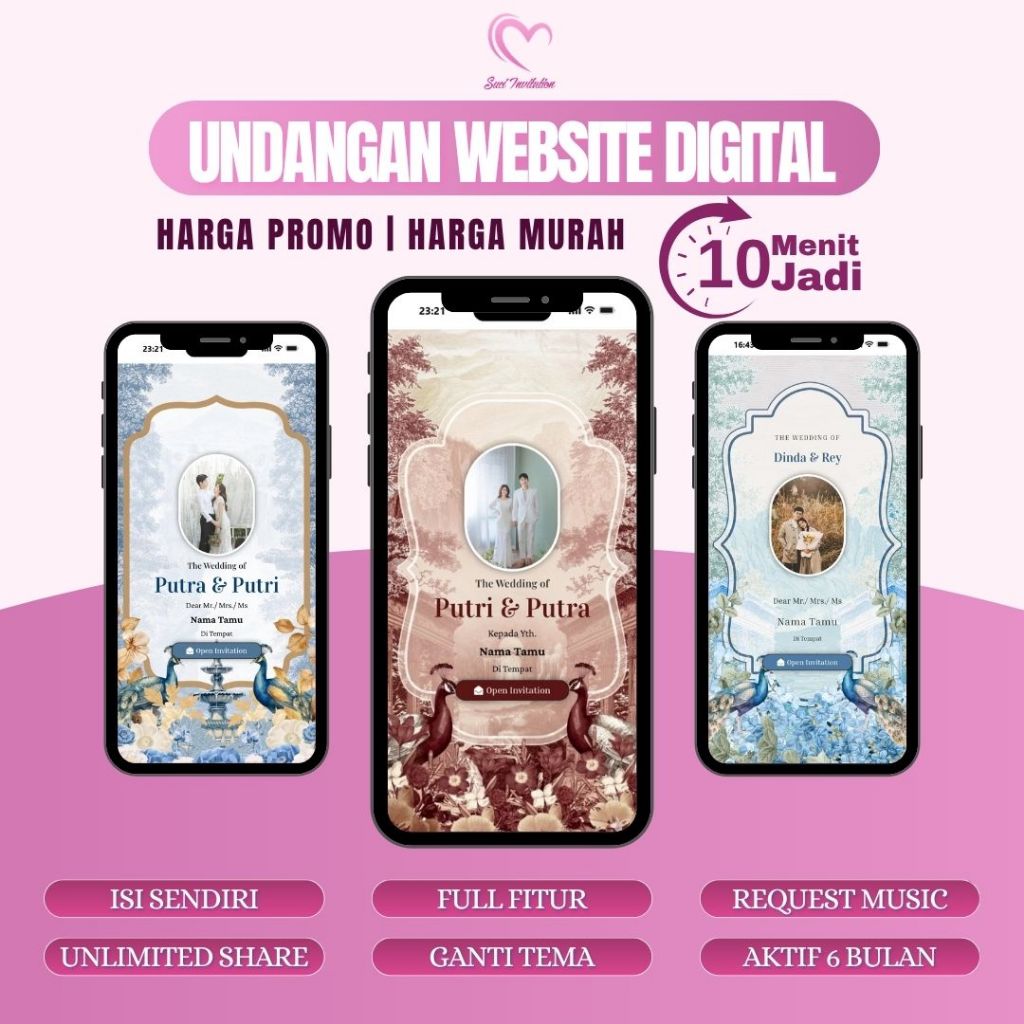 Undangan Digital Pernikahan Website Online Art | Undangan Web Nikah Aesthetic Premium Foto & Tanpa F