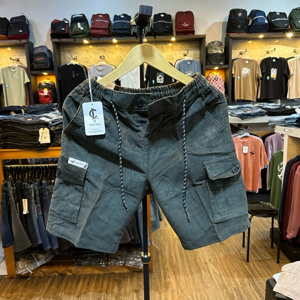 CELANA PENDEK KOLOR CARGO CELCIUS/BOARDSHORT PRIA WASHING