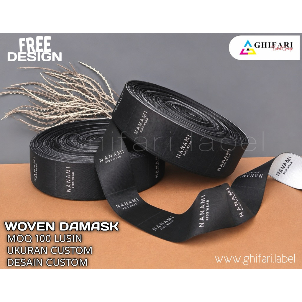 label woven damask,label woven ukuran,label woven custom,label custom,label baju,label baju anak,lab