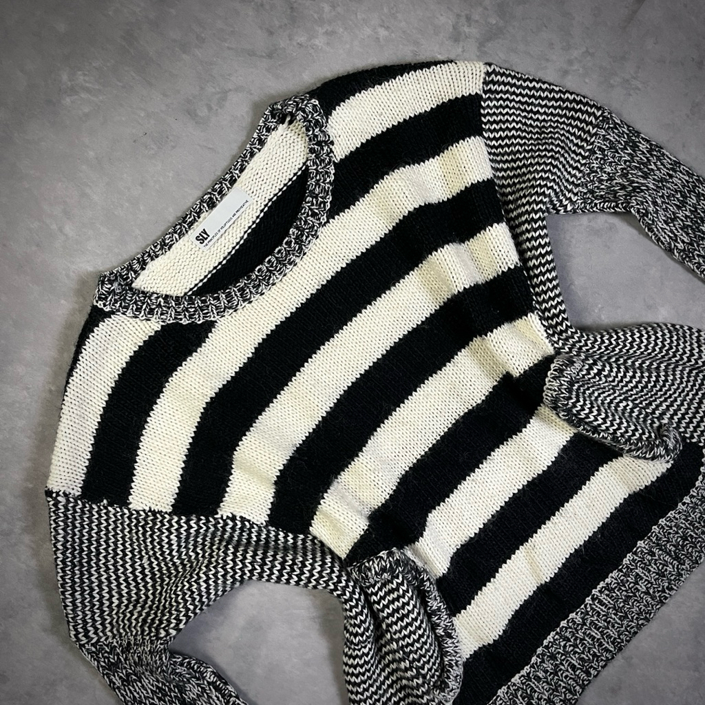 SLY Striped Knit Sweater Japanese Brand | Second Original