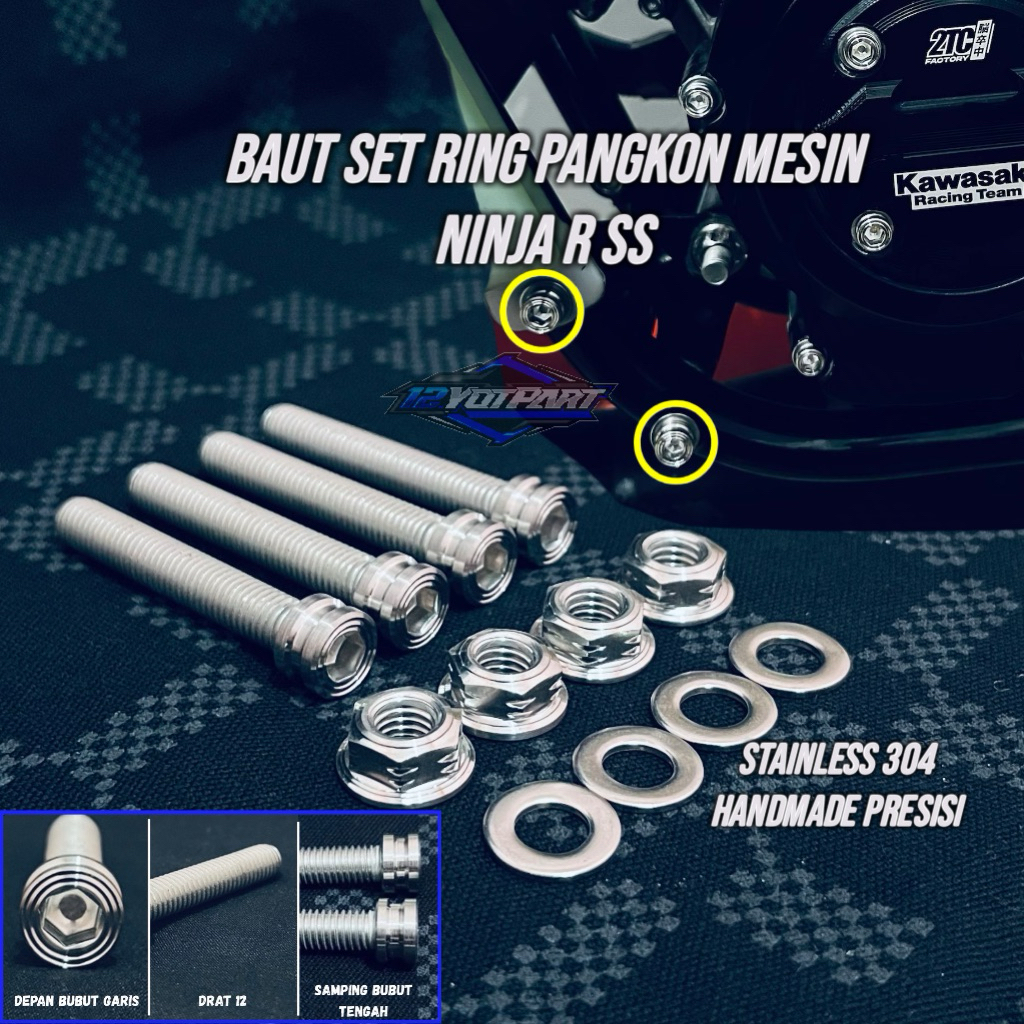 baut pangkon mesin ninja r ss,baut dudukan mesin ninja r ss bahan stainless 304