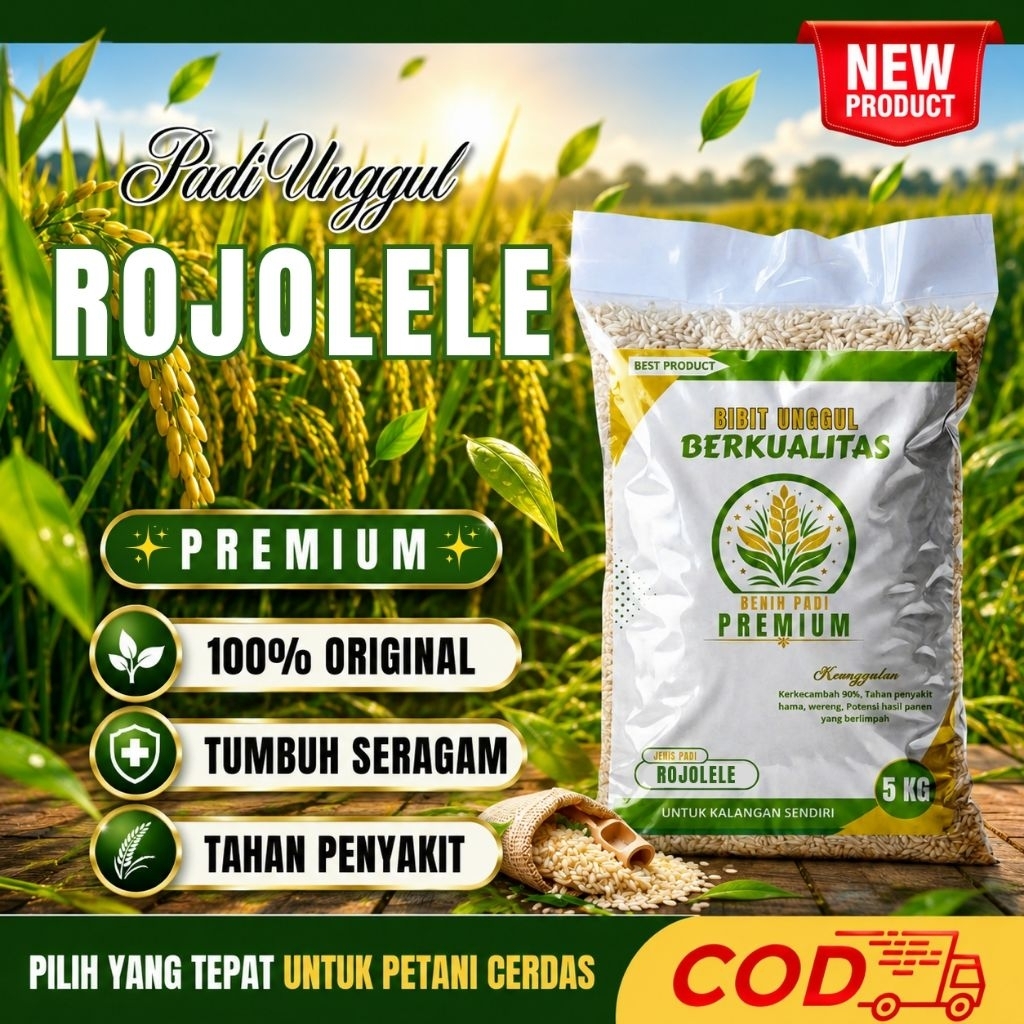 Benih padi unggul berkualitas ROJOLELE kemasan 5kg original