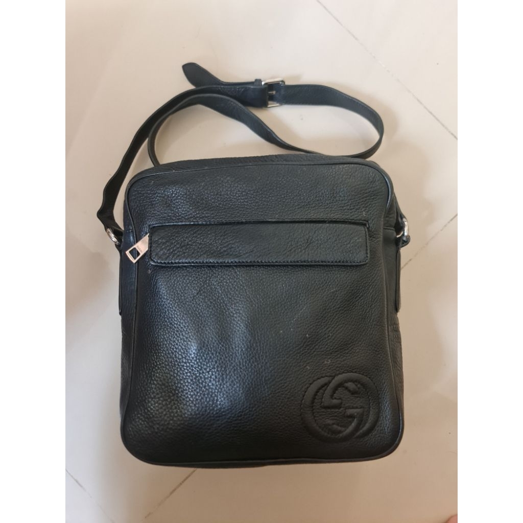 203. Shoulder Messenger Bag Men Pria Gucci Medium Pebbled Calfskin Soho Leather Seri : 337084 156721