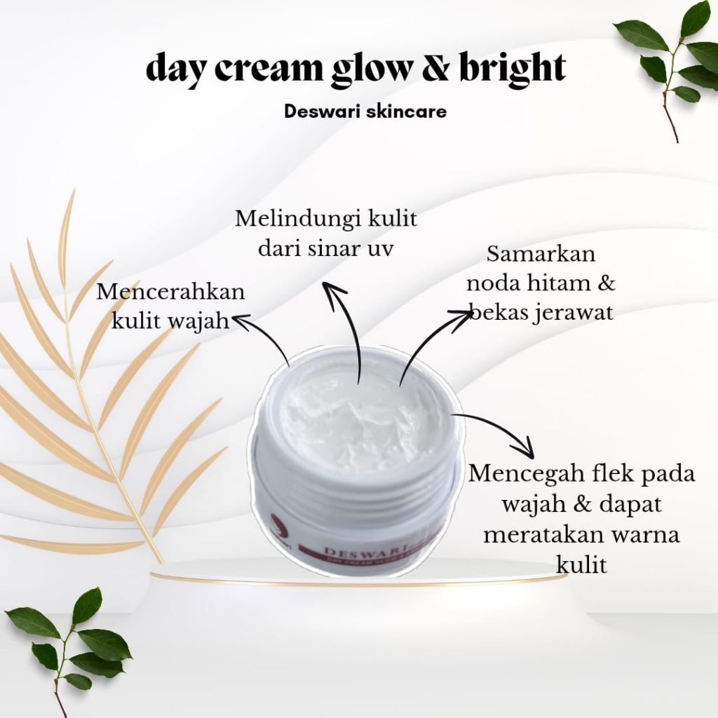 Deswari skincare Day cream glow & bright cream siang spf 30++ Deswari skincare