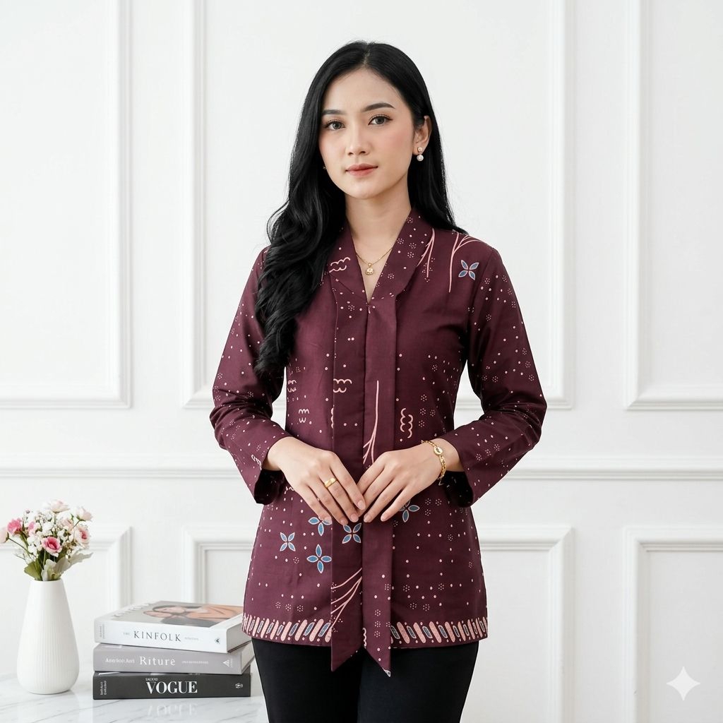 Blouse Batik Wanita Atasan Batik Kantor M L XL XXL Semarangan