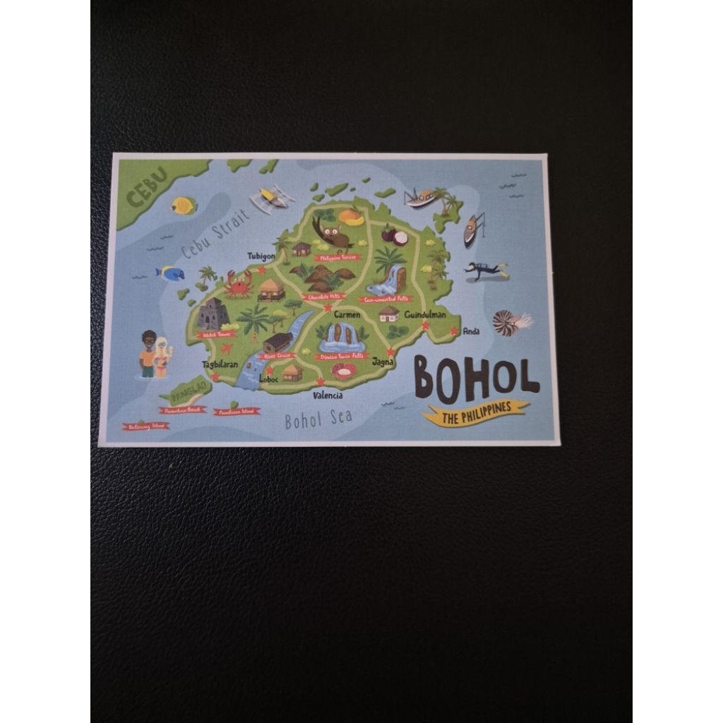 kartu pos peta BOHOL, filipina/philippiness map postcard