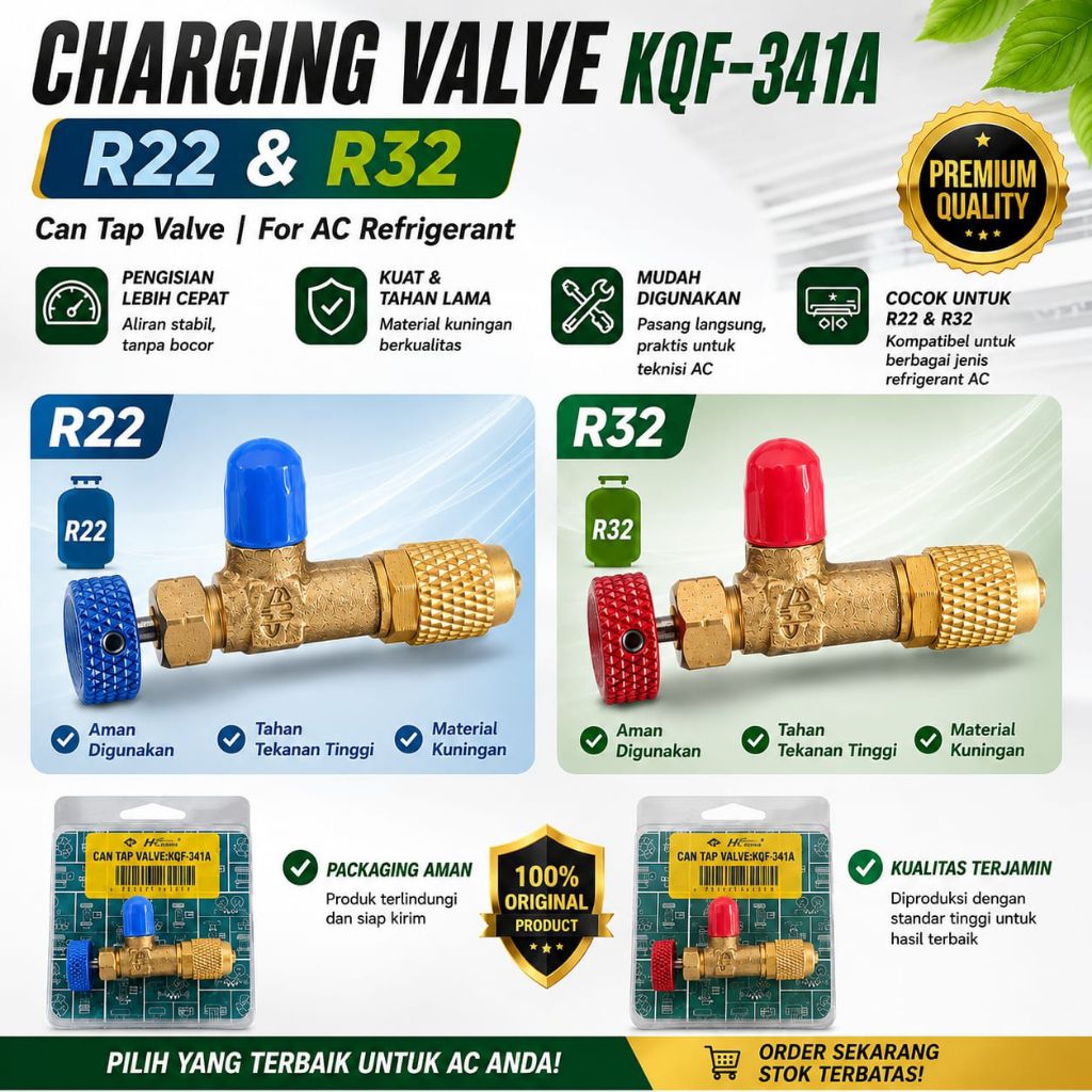 CHARGING VALVE R22/R32 TAP VALVE PENGISIAN FREON AC