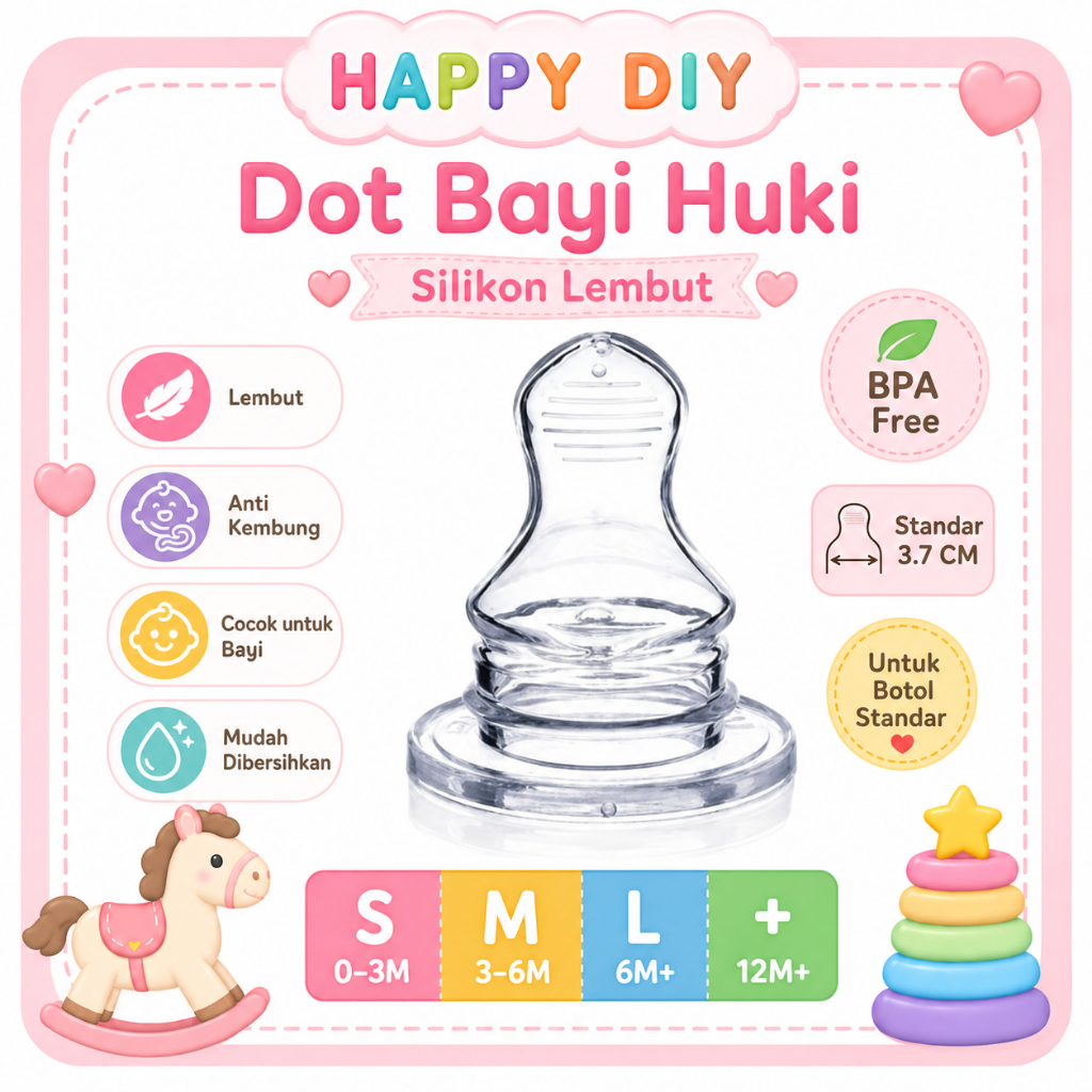 HAPPY DIY Malaikat Heppy Karet Dot Huki Gepeng Huki Nipple Dot Bayi