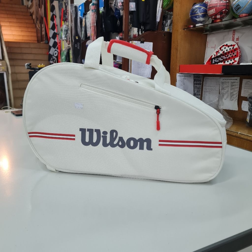 Tas Raket Padel Wilson Team Off White Original Sport Racket Bag Olahraga