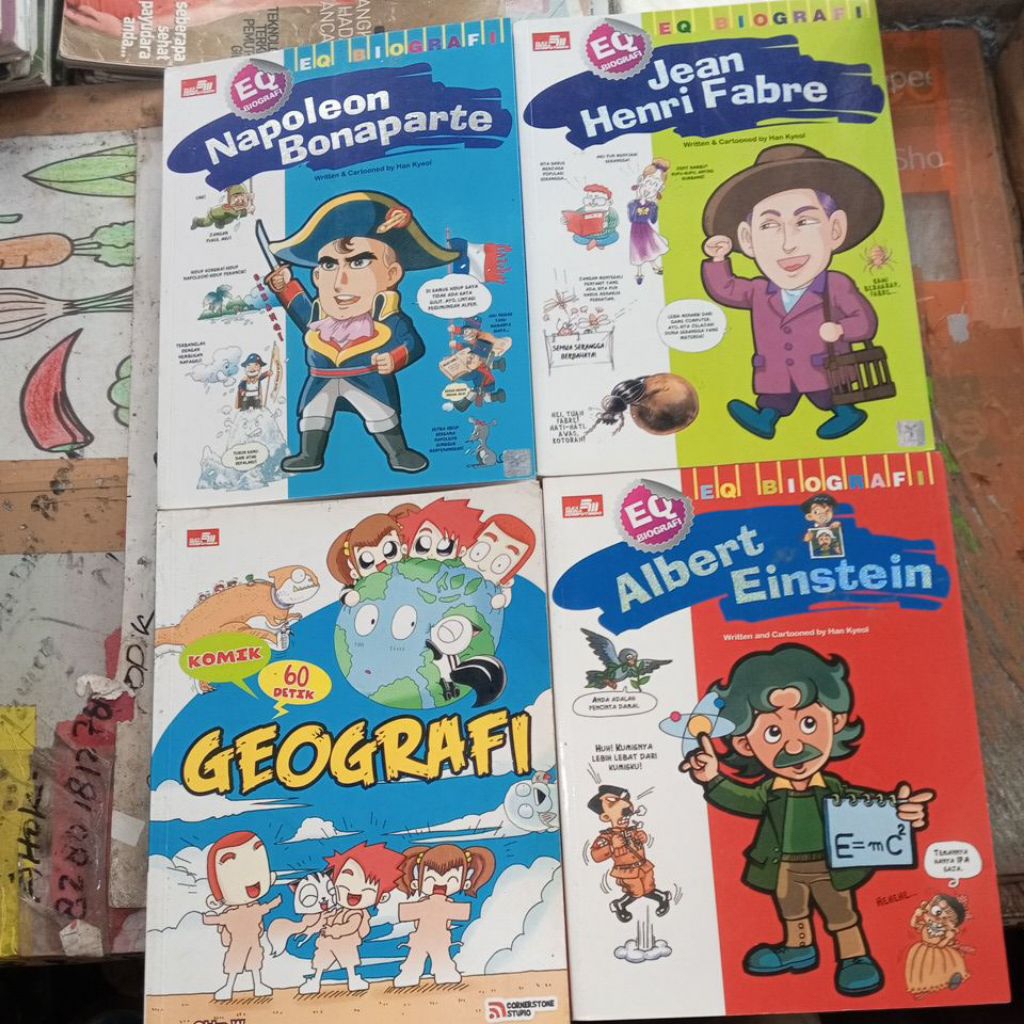 komik EQ biografi jean henri fablo,Albert Einstein, Napoleon Bonaparte,dan komik geografi cabutan ha