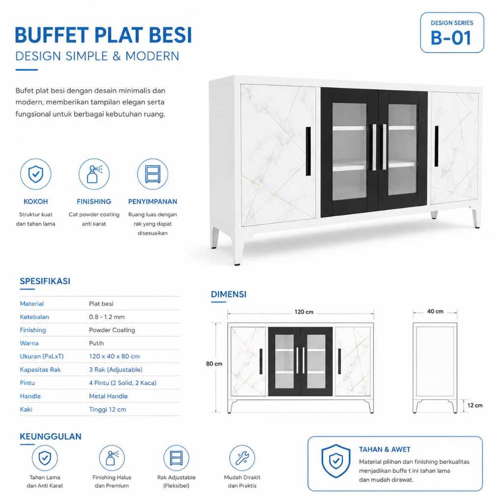 BUFFET PLAT BESI MINIMALIS