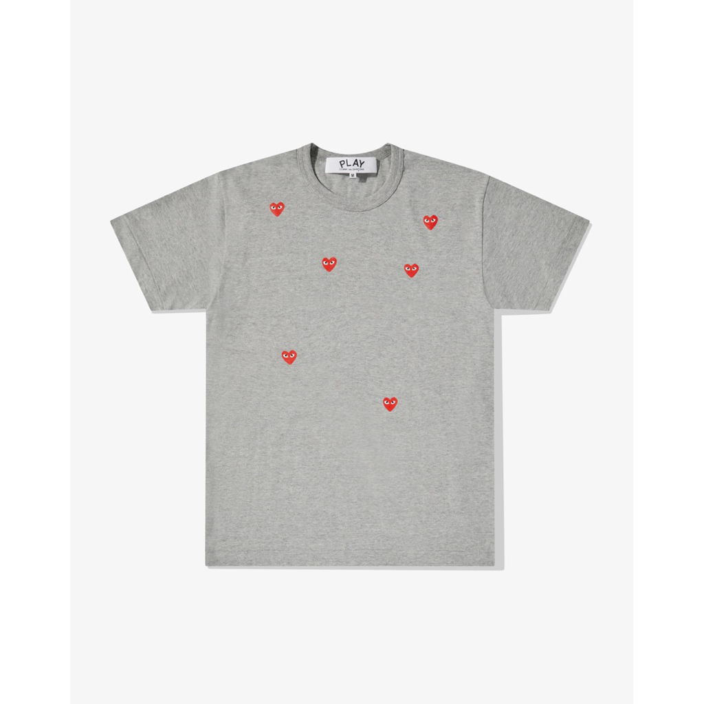 CDG Play Multi Heart Grey Tshirt - Preloved