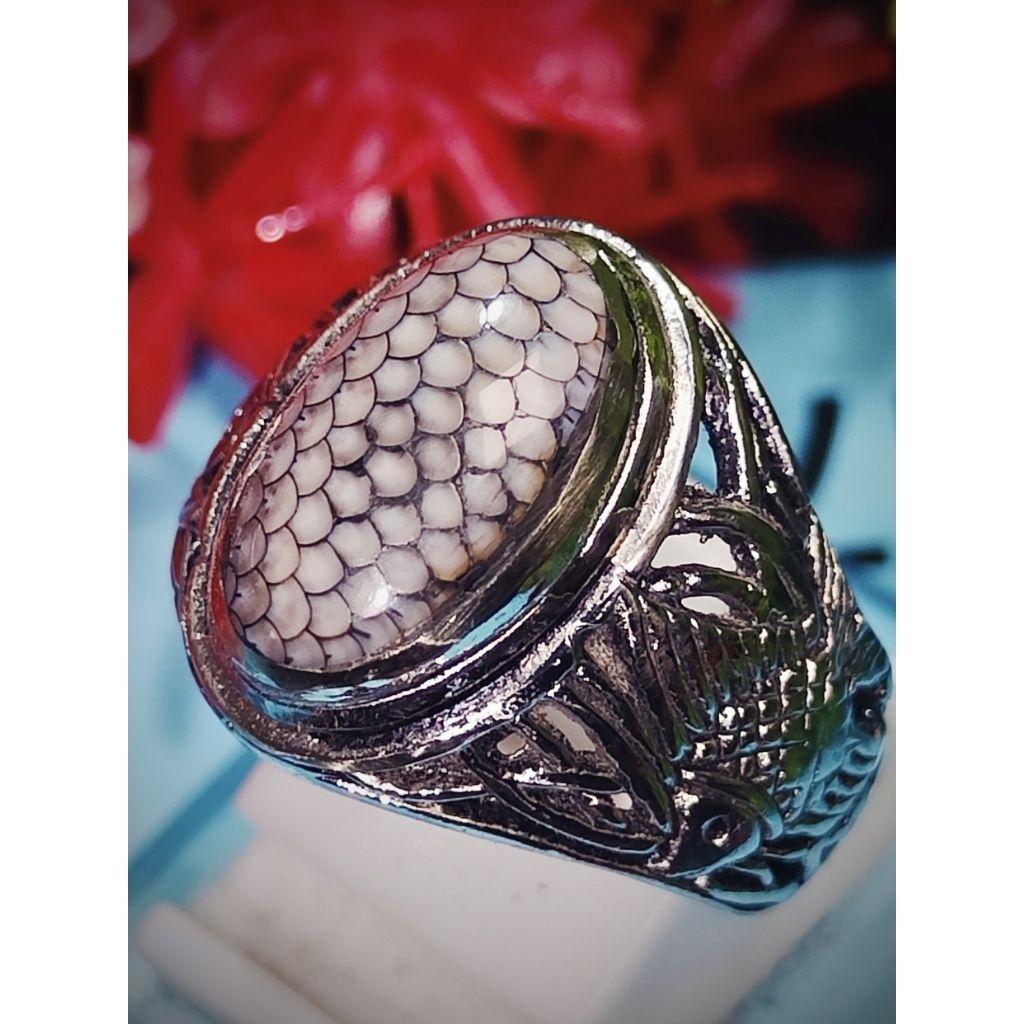 cincin batu akik jipen pamor sisik ular original madura