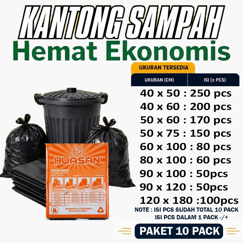 Plastik Sampah Hitam | Kantong Plastik Sampah Hitam | Plastik Sampah 10 Pack