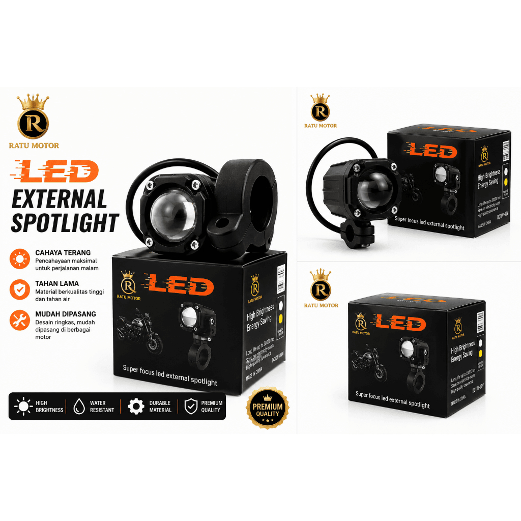 Lampu Tembak LED Motor Mini Projector – Super Fokus & Terang