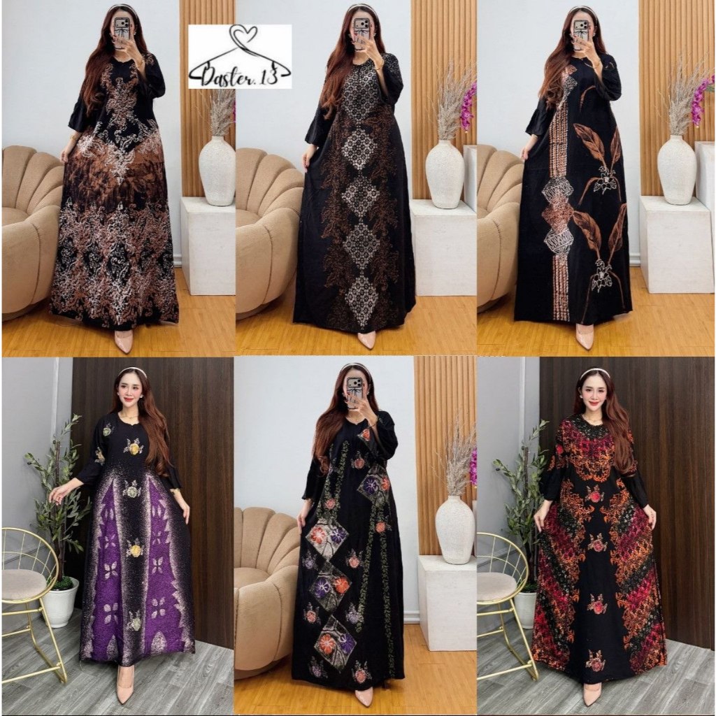 Daster13 - Gamis Twill Ori Premium Berkualitas Motif Garis Batik Cap Malaman Bukan Sablon Busui Frie