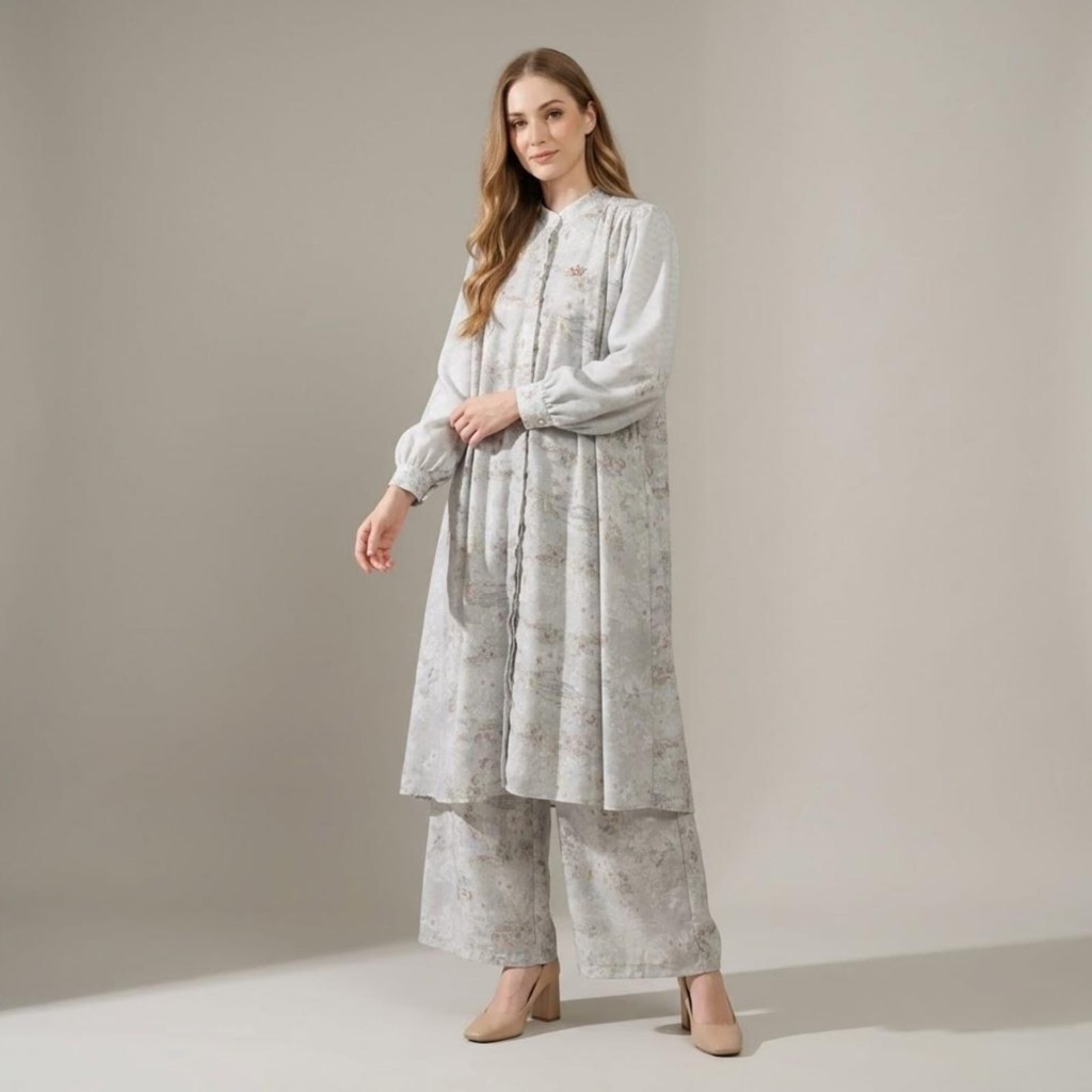 Okedashop - GAINA SET CELANA - Setelan Celana Wanita Linen Polos Tunik Kulot