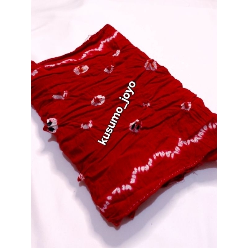 Kain Jumput Angkin Merah Handmade 160x30cm | Kain Batik Jumputan Tradisional Jawa Premium