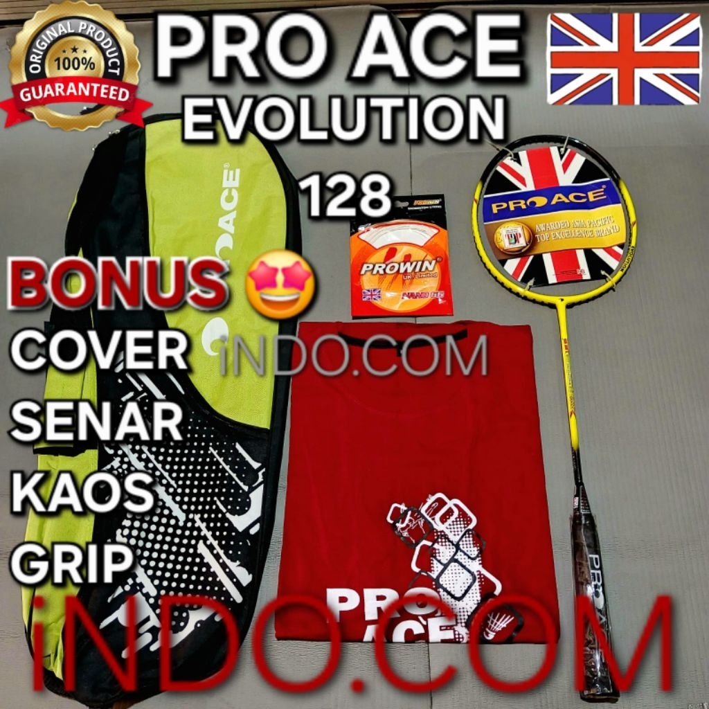 Raket Badminton Bulutangkis Proace Pro Ace Evolution 128 Original Bonus Tas Kaos Senar