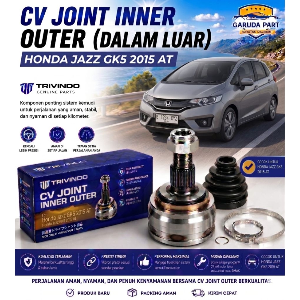 CV JOINT INNER OUTER DALAM LUAR HONDA JAZZ GK5 2015 AT MT