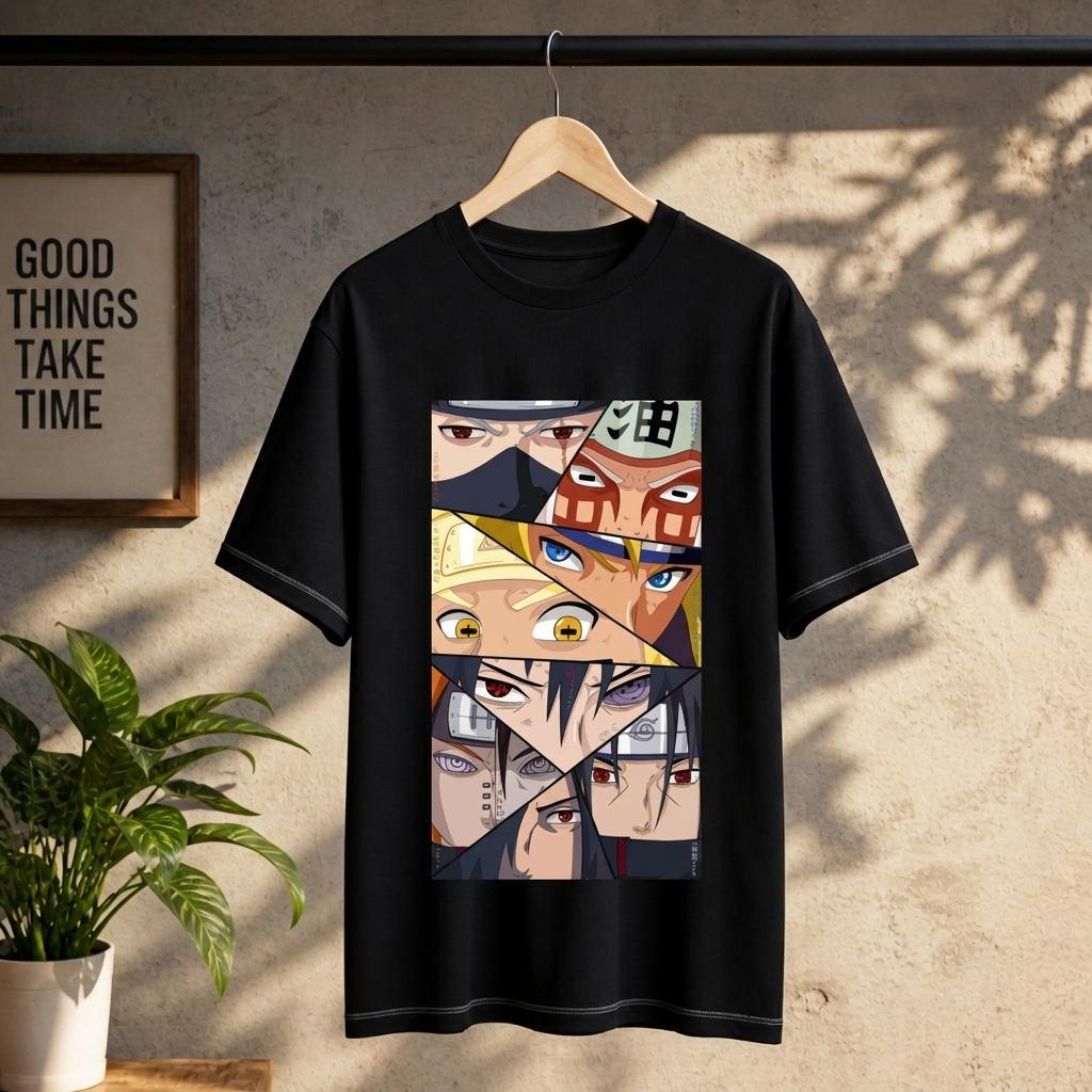 Kaos Distro Mata Dojutsu Naruto Unisex | 100% Katun Premium Lengan Pendek [Bisa COD]