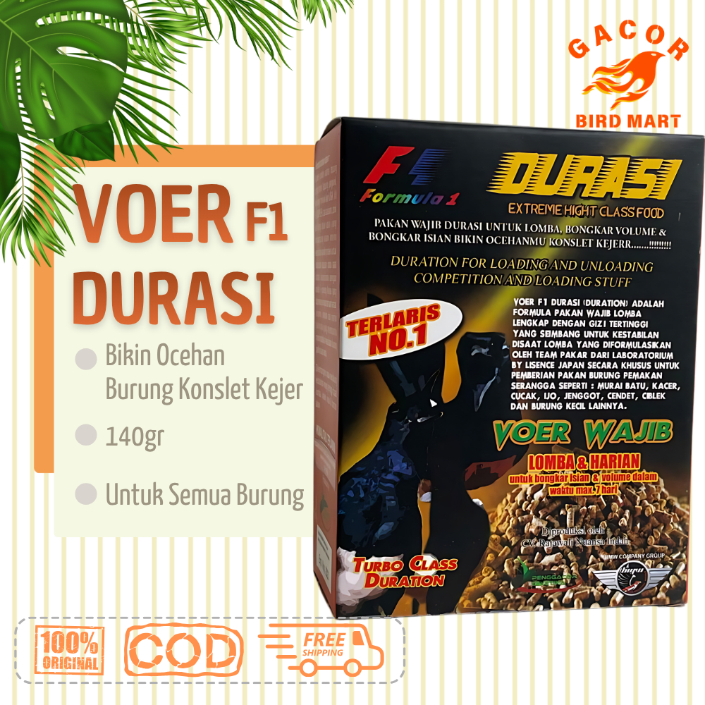 Voer F1 Durasi 140gr Pakan Wajib Lomba Burung Murai semakin Fighter dan Gacor
