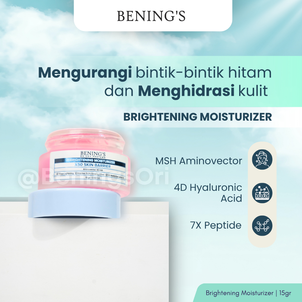 Bening's Brightening Moisturizer Gel Pelembab Wajah Peptide Hyaluronic Acid Mencerahkan Wajah Moist 