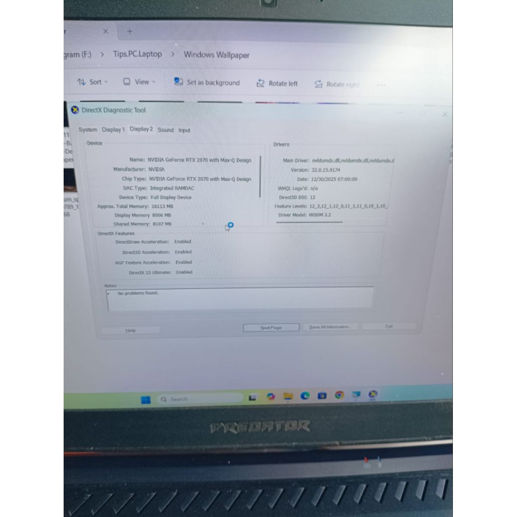 Acer predator Helios 300 core i7 10750 16gb SSD 1tb VGA rtx 2070