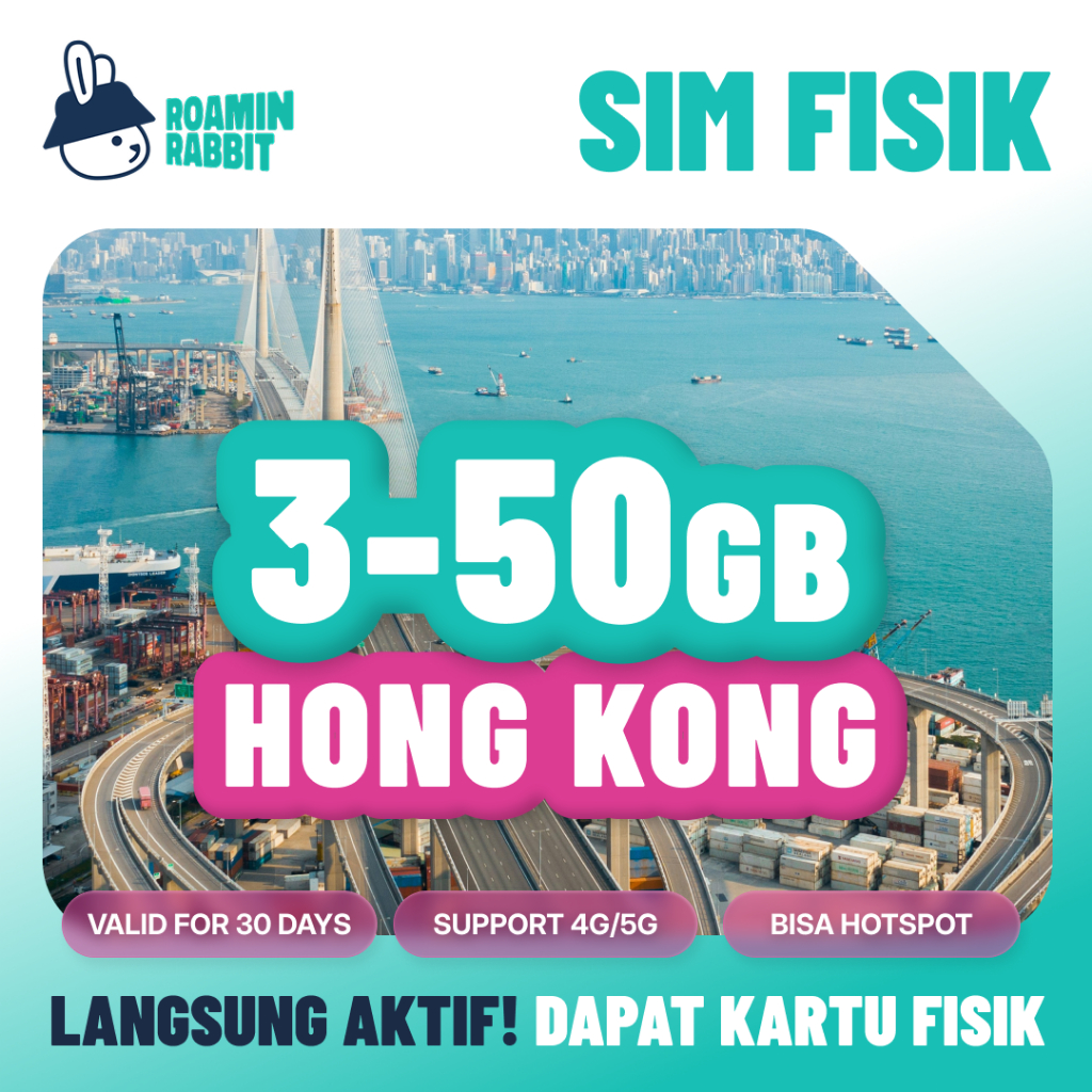 RoaminRabbit Travel Sim Card Roaming Hongkong Data 3-20GB Internet 4G/5G