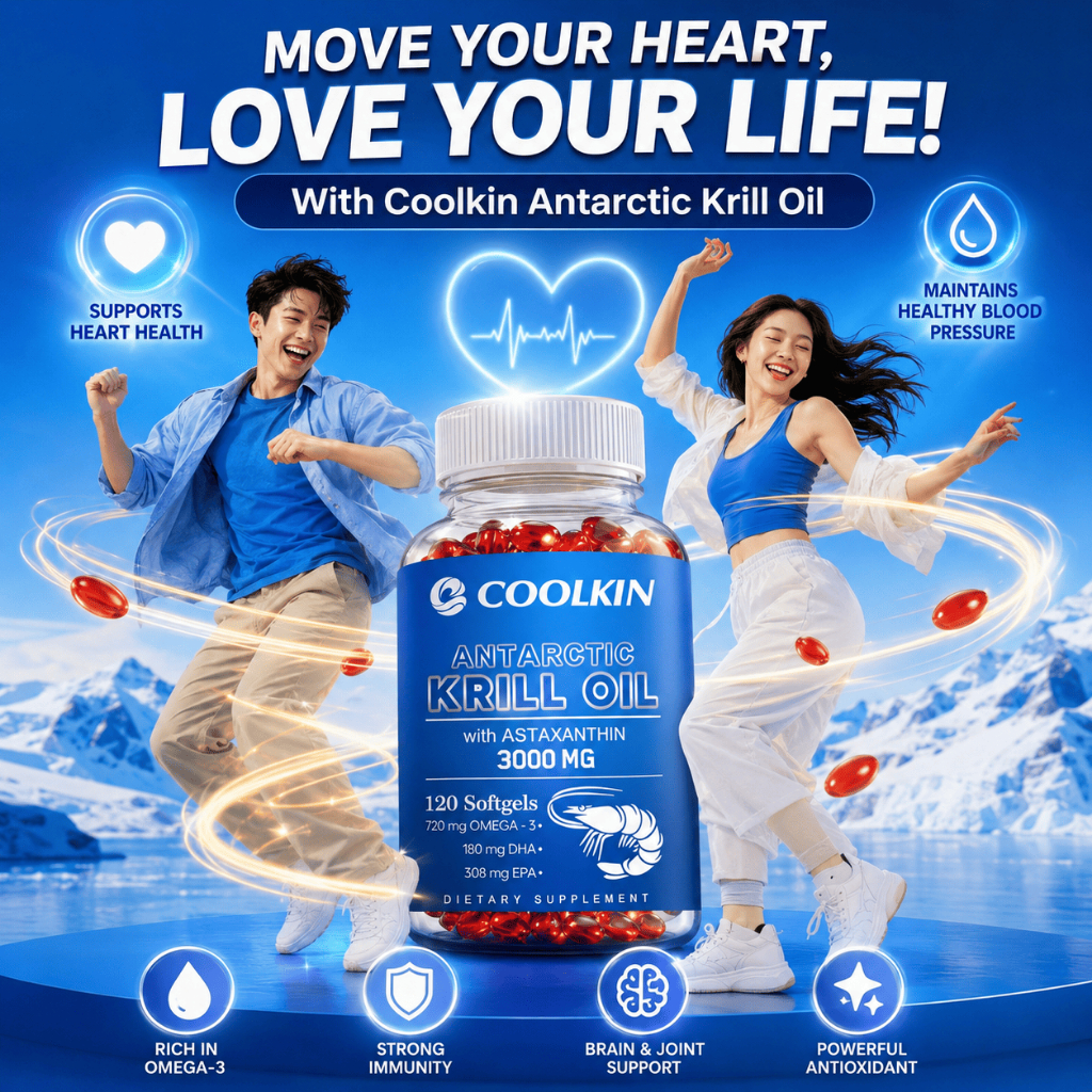 COOLKIN Omega 3 Krill Oil with 3000 mg Astaxanthin, Non-Vegetarian Capsules, 120 Capsules