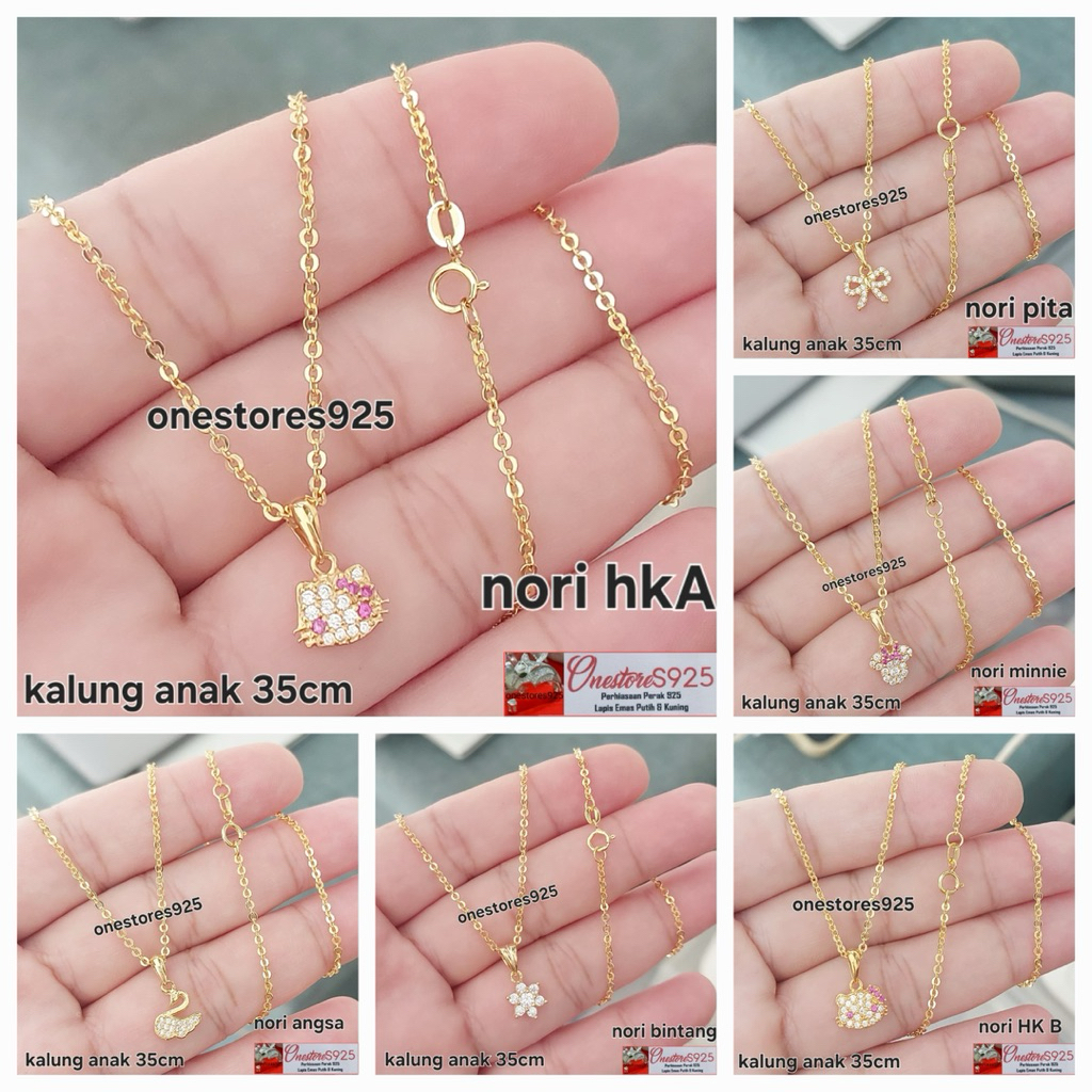 Kalung Anak Perak Asli 925 Lapis Emas Kuning HK