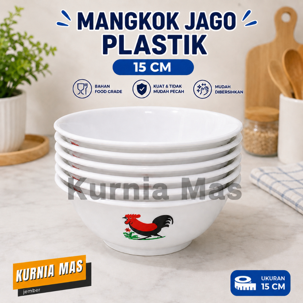 Mangkuk Plastik Ayam Jago Ukuran 16 CM Mangkok Plastik Jago