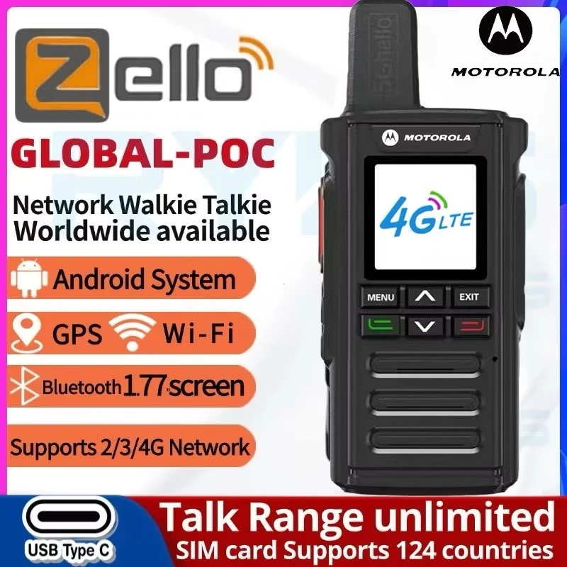 HT MOTOROLA Global-POC Walkie Talkie Zello T99 Two-way radio Kartu SIM 4G WiFi Type-C 5000MA Battery
