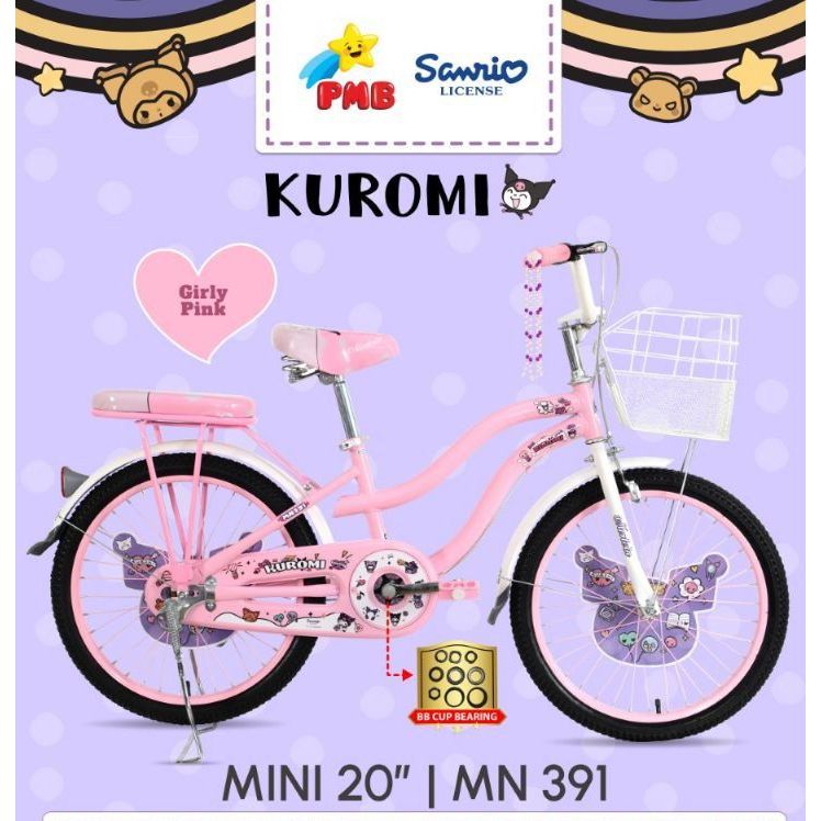 Sepeda Anak 20 Mini PMB KUROMI 391 NEW KERANJANG