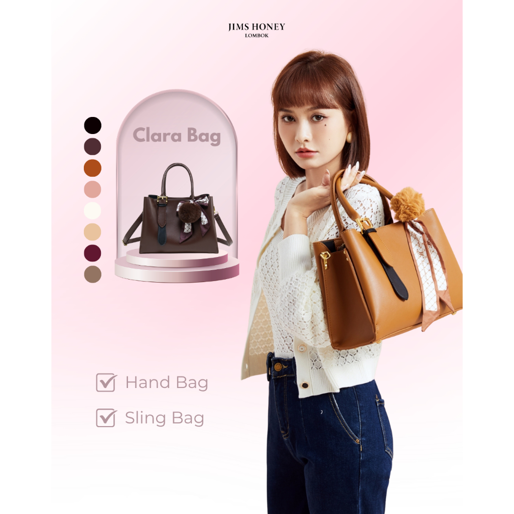 JIMS HONEY LOMBOK Clara Bag - Tas Tote Bag Wanita Kulit ToteBag Cewek Tas Tangan Wanita
