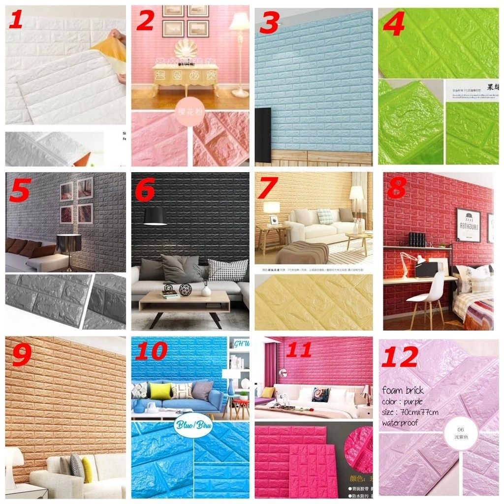 10 Lembar Wallpaper Foam 3D Motif Batu Bata 70x77cm - Lem Tahan Air & Kedap Suara