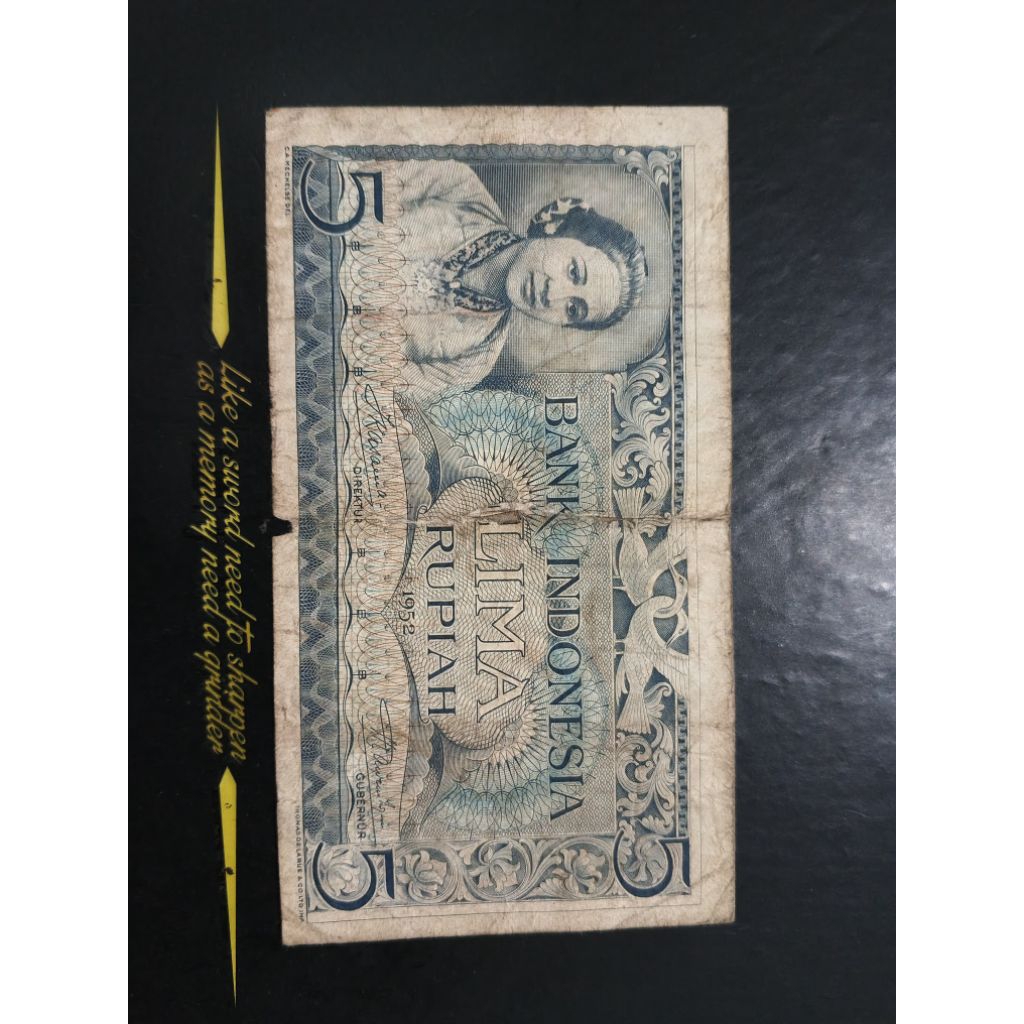 UANG KUNO 5 RUPIAH KARTINI TAHUN 1952
