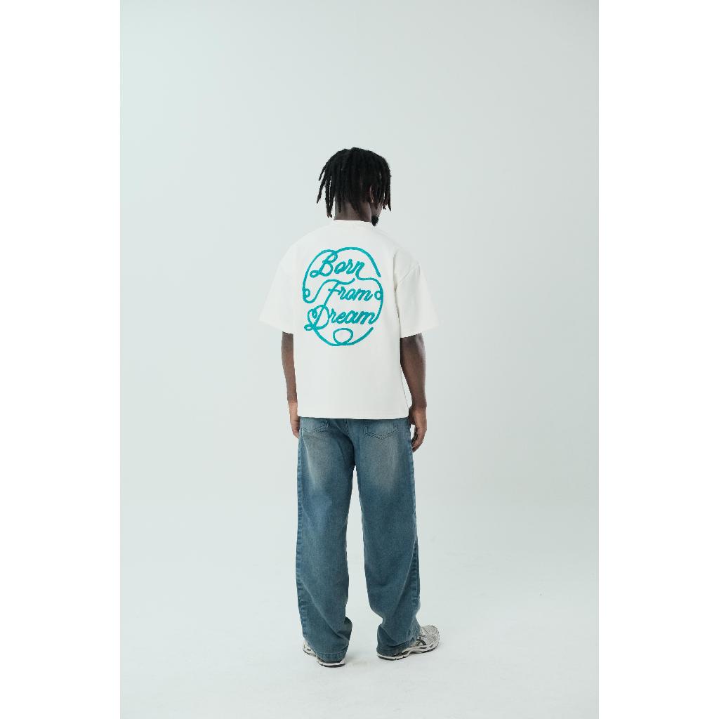 All Around Faded - Boxy Tshirt Embroidery Chain Stitch Slogan