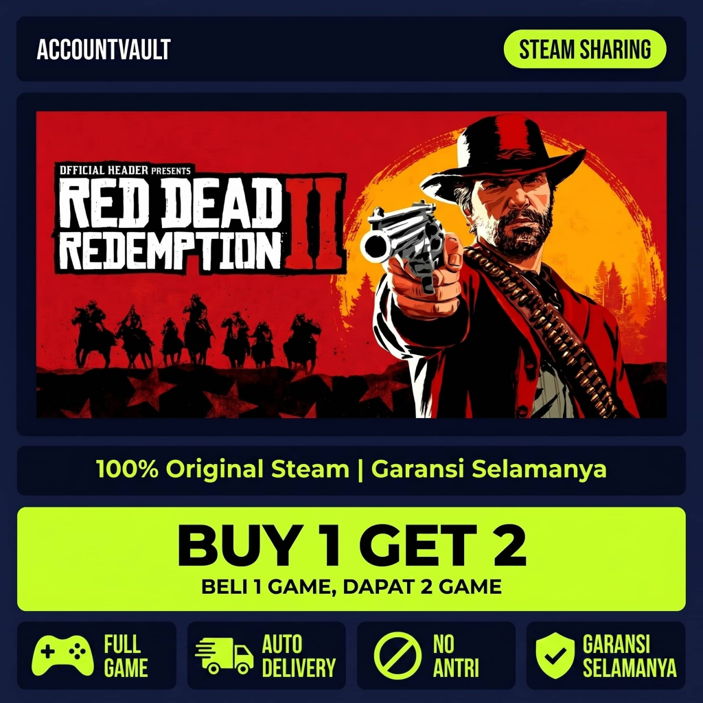 Red Dead Redemption 2 RDR2 Steam Sharing PC Full DLC Offline No Antri Original Auto Delivery