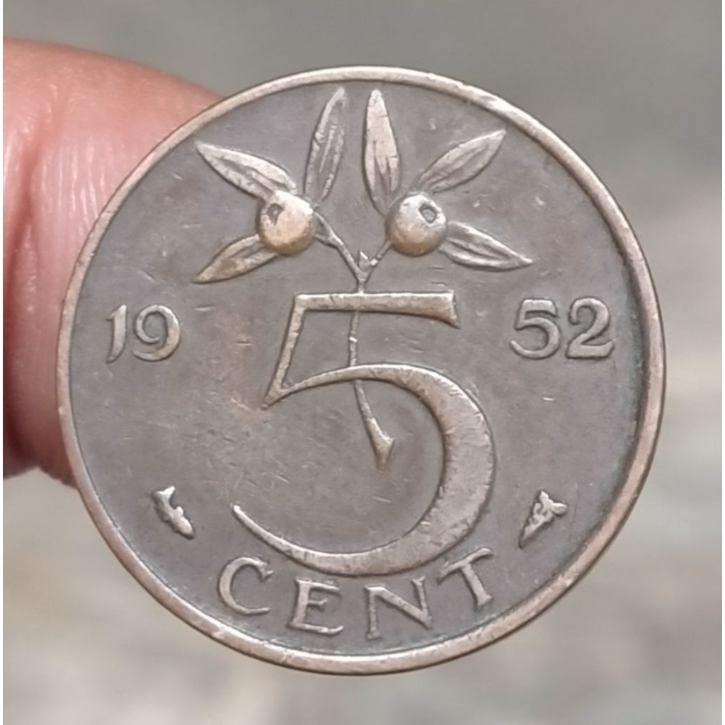 Koin Kuno Belanda 5 Cents Juliana 1952